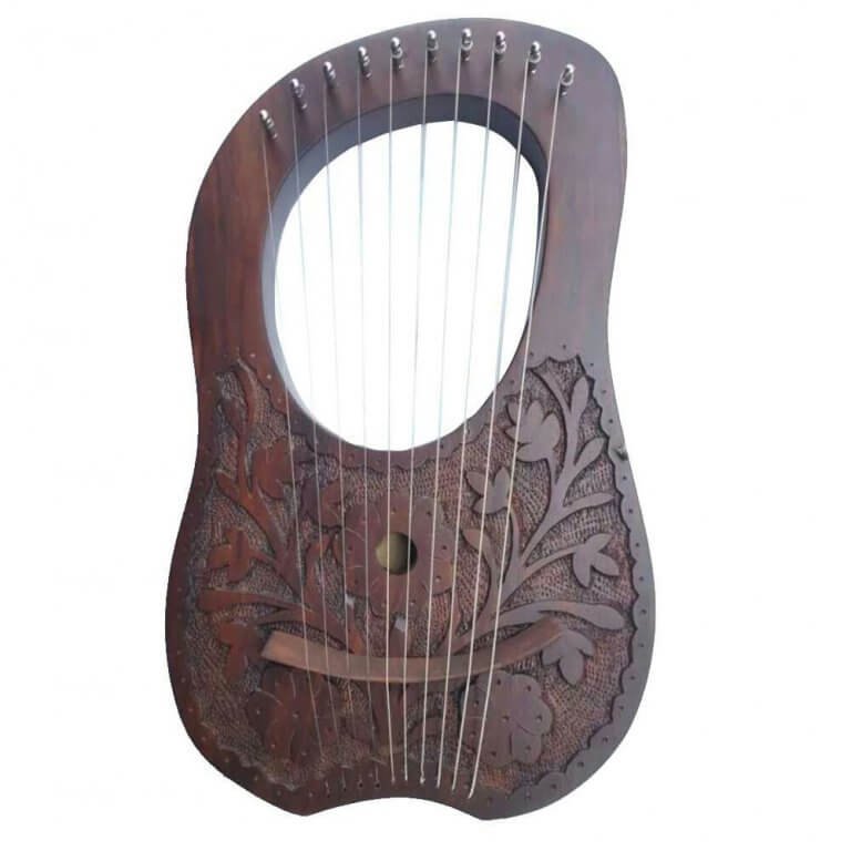 Engraved Flower Design Lyre harp 10 Strings