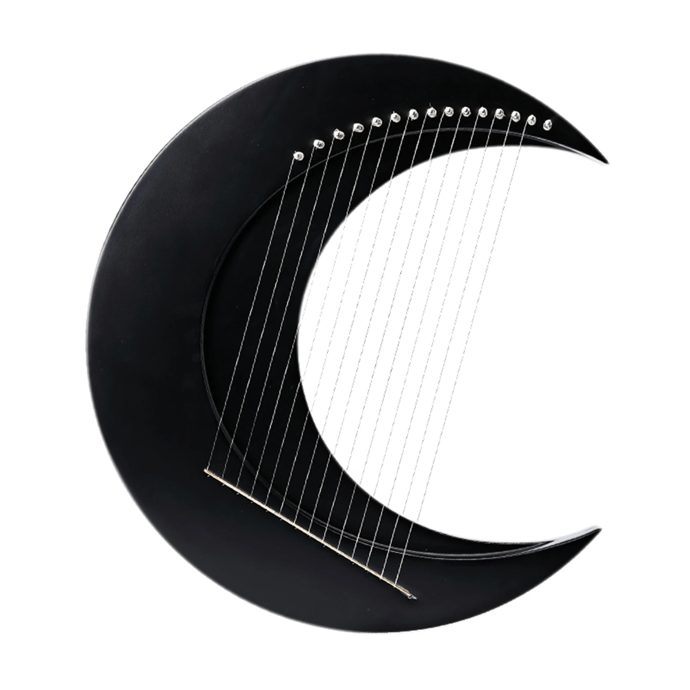 15-string Crescent Moon Type Lyre C Key Harp Portable Lyre Steel Wire Strings Mini Stringed Instruments and Wood Col 15-String Crescent Moon Lyre Harp – Portable C Key Mini String Instrument - Image 1