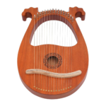 16-String Mahogany Lyre Harp – Portable Instrument with Tuner & Plectrums