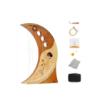19-String Moon Lyre Harp Kit – Ergonomic Lap Instrument (Brown)