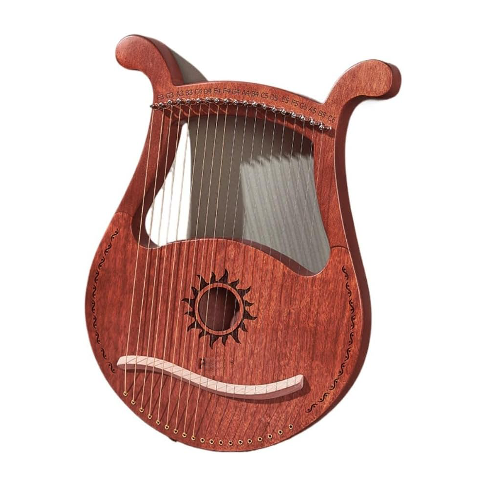 19-String Lyre Harp – Mahogany Wood Body with Warm Resonant Tone, Traditional String Instrument for Beginners, Students, and Adults – Portable Harp for Practice, Study, and Performance (19 Strings) 19-String Mahogany Lyre Harp – Portable Traditional Instrument - Image 1