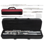 M MBAT C Key Flute 16 Closed Open Holes Professional Transverse Flute Concert Woodwind instruments with Box Cleaning Cloth Stick