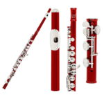 SLADE 16 C-Slot Holes Flute Red Silver Key Flute Professional Beginner Student Flute with Box Gloves Cleaning Kit