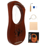 1Set Wood String Lyre Harp 7 Strings Smooth Finish with Cleaning Cloth Exquisite Craftsmanship Retro Harp Perfect for Mind