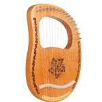 16-String Mahogany Lyre Harp – Wooden Instrument with Tuning Tool for Beginners & Adults - Image 2