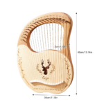 19-String Wooden Lyre Harp Resonance Box String Instrument with Tuning Wrench 3pcs Picks Natural Coffee Blue Optional 40x30x3cm - Image 2