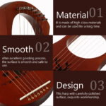 1Set Retro Reindeer Wood Lyre Harp 7 String Ancient Style Wood Harp Musical Instrument Tuning Rod Picks Polishing Surface - Image 2