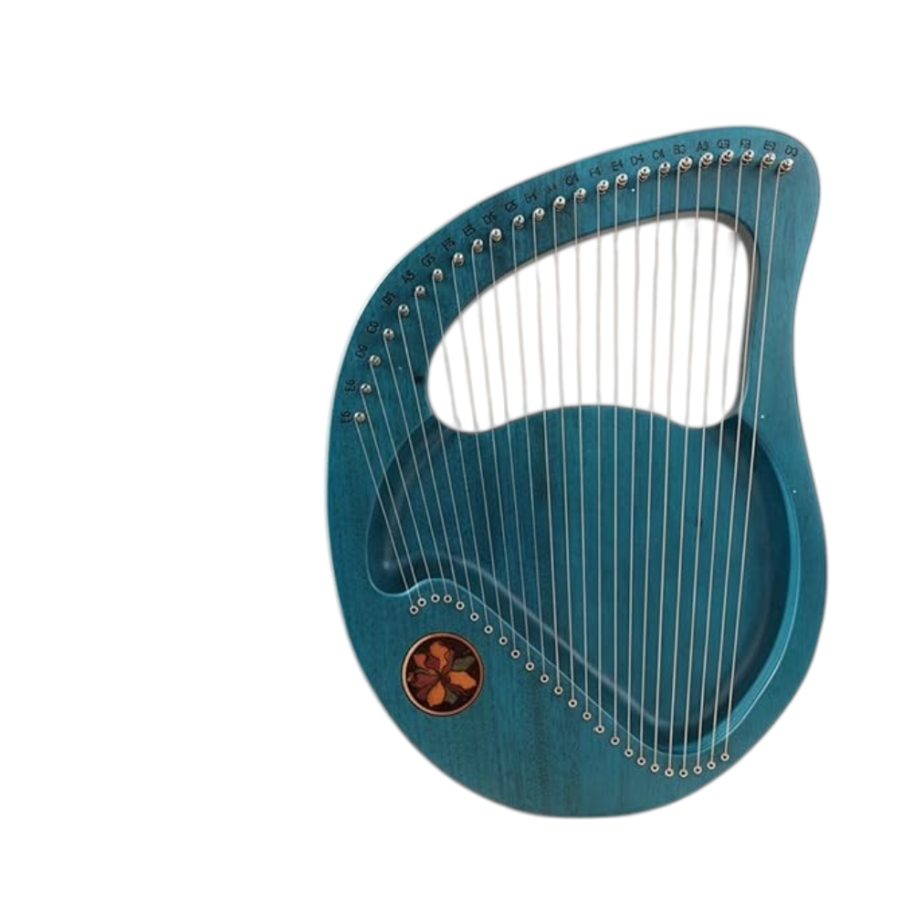 24-String Lyre Harp with Tuning Wrench and Carry Bag, Okoume Material Portable Solid Mahogany Harp Spare String Set with Carry Bag Suitable for Beginners and Music Enthusiasts-Emerald green2 24-String Mahogany Lyre Harp – Portable Kit (Emerald Green) - Image 1