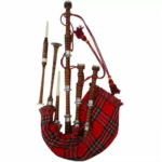 Handcrafted Highland mahogany all-gold bagpipes with hard case and instructor's book for high-quality Scottish instruments - Image 2