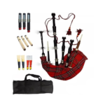 Highland mahogany all-gold bagpipes with hard case and instructor's book for high-quality Scottish instruments - Image 2