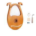 Instrument Small 16 Strings Lyre Harp Mahogany with Tuning Key String Pickup Excellent Sound Quality Ideal fit Beginners NEW - Image 2