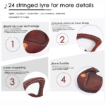 Lyre 24 Strings Lyre Harp Mahogany Wood Harp Piano Stringed Musical Instrument With Tuning Wrench Spare Strings Picks - Image 2