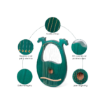16-String Metal Lyre Harp – Portable Instrument with Tuning Wrench - Image 2