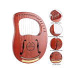 16-String Mahogany Lyre Harp – Mini Professional Instrument with Bag & Accessories - Image 2