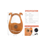 AKLOT 16-String Lyre Harp – Mahogany Body Instrument with Pickup, Bag & Accessories - Image 2