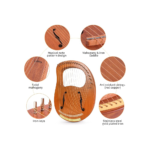 LOTKEY 19-String Mahogany Lyre Harp – Portable Musical Instrument Set - Image 2