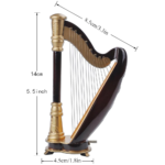 14cm Mini Wooden Harp Model – Handcrafted Decorative Instrument Replica - Image 2
