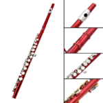 SLADE 16 C-Slot Holes Flute Red Silver Key Flute Professional Beginner Student Flute with Box Gloves Cleaning Kit - Image 2