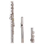 Western Concert Flute Nickel Plated 16 Holes C Key Cupronickel Woodwind Instrument with Cleaning Cloth Stick Gloves Mini - Image 2