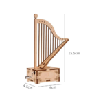 ibasenice Harp Music Box – Wooden Hand Crank Musical Toy & Decor - Image 2