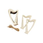 30-Pack 4” Wooden Harp Cutouts – DIY Craft Ornaments & Gift Tags