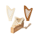 Harp Shape Wood Music Ornaments with Twines DIY Craft Ornament for Home Outdoor Decoration 20Pack