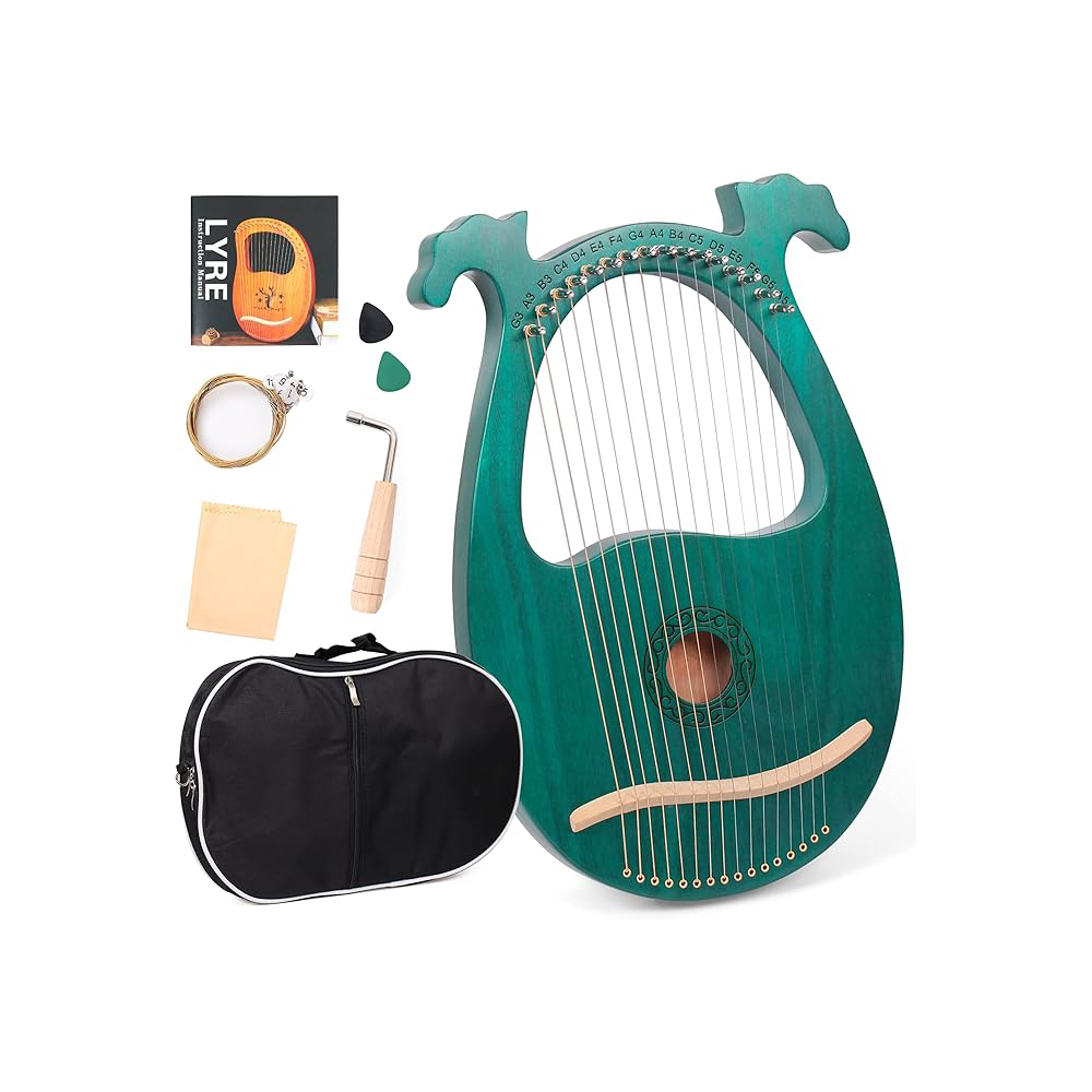 Lyre Harp 16 Metal String with Tuning Wrench Harp Instruments, Lyre Harp is Good Choice for Music Lovers, Beginners and Friends 16-String Metal Lyre Harp – Portable Instrument with Tuning Wrench - Image 1