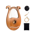 AKLOT 16-String Lyre Harp – Mahogany Body Instrument with Pickup, Bag & Accessories