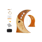 Lyre Harp Kit - 19-String Mini Harp Ergonomic Lap Harp Instrument with Tuner & Picks, Moon Design Traditional Classic Stringed Instruments (Brown)