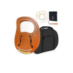 LOTKEY 19-String Mahogany Lyre Harp – Portable Musical Instrument Set