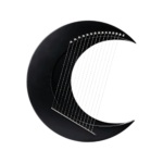 15-String Moon Lyre Harp – Portable Wooden Instrument (Black)