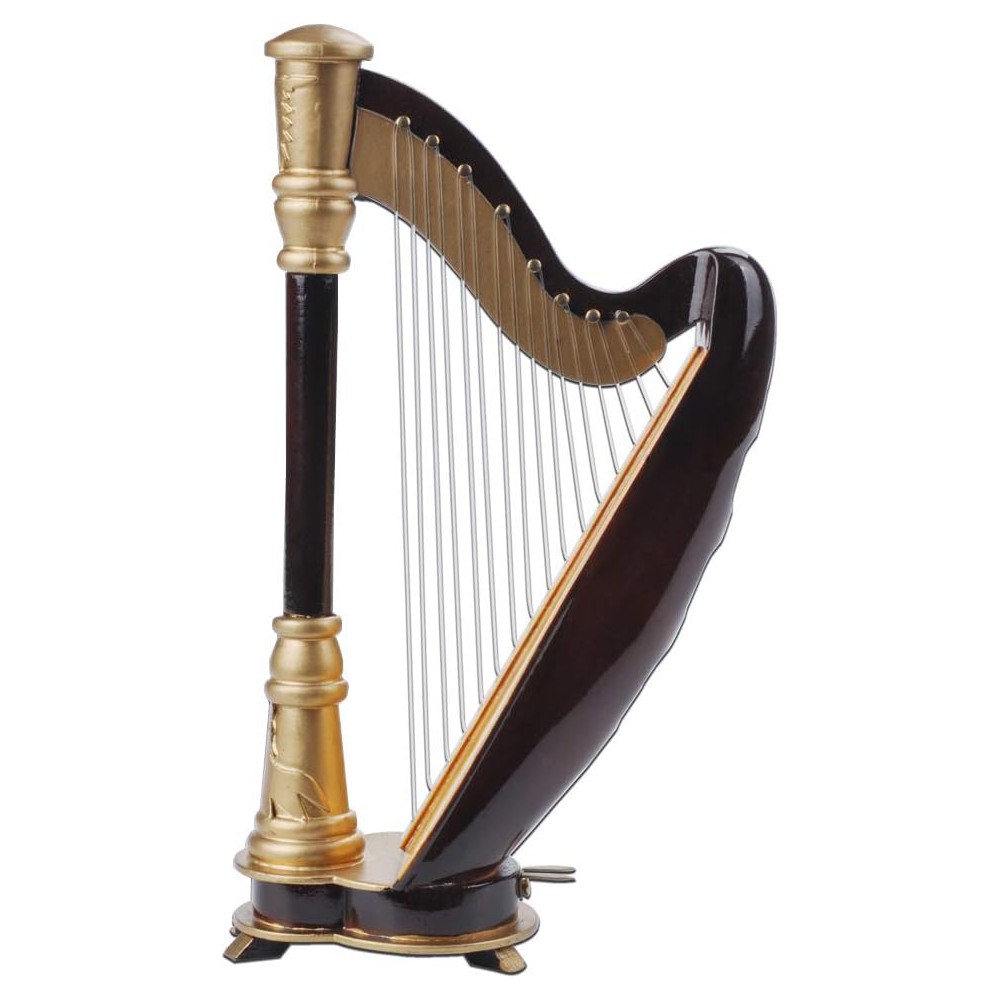Mini Harp Model,14CM Hand-made Wooden Harp Musical Instrument Replica Home Office Table Decoration Ornament,Instrument Holiday Gift 14cm Mini Wooden Harp Model – Handcrafted Decorative Instrument Replica - Image 1