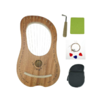 "OW" Lyre Harp 10 Metal String Wooden Saddle Mahogany Lye Harp with Tuning Wrench and Lyre Harp Bag, Gift Idea