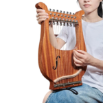 Portable 21-String Lyre Small Harp Handmade Musical Instrument for Beginners Rosewood Material Easy to Learn with Bag Included