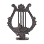 Sungmor Cast Iron Lyre Figurine – Vintage Decorative Harp Sculpture