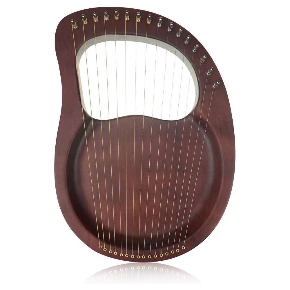 Timeless Classic“OW”16-String Wooden Lyre Harp,Mahogany Wood String Instrument with Carry Bag,Tuning Wrench,Cleaning Cloth and backup 16 Strings OW 16-String Mahogany Lyre Harp – Portable Wooden Instrument with Bag & Accessories - Image 1